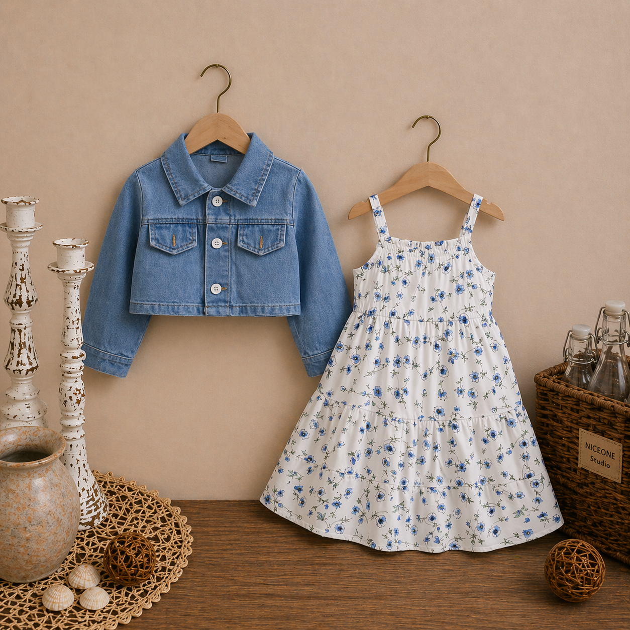 Robe florale + Veste en jean